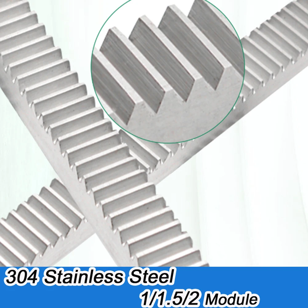1pcs 1/1.5/2 Mod 304 Stainless Steel Gear Rack 1/1.5/2 Module Straight Teeth Drive Rack Length 300mm With Holes Spur Rack