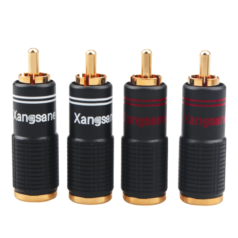 4 Stück Kupfer RCA-Stecker vergoldet Audio-Adapter Hifi DIY Verstärker Signal Line-Anschluss