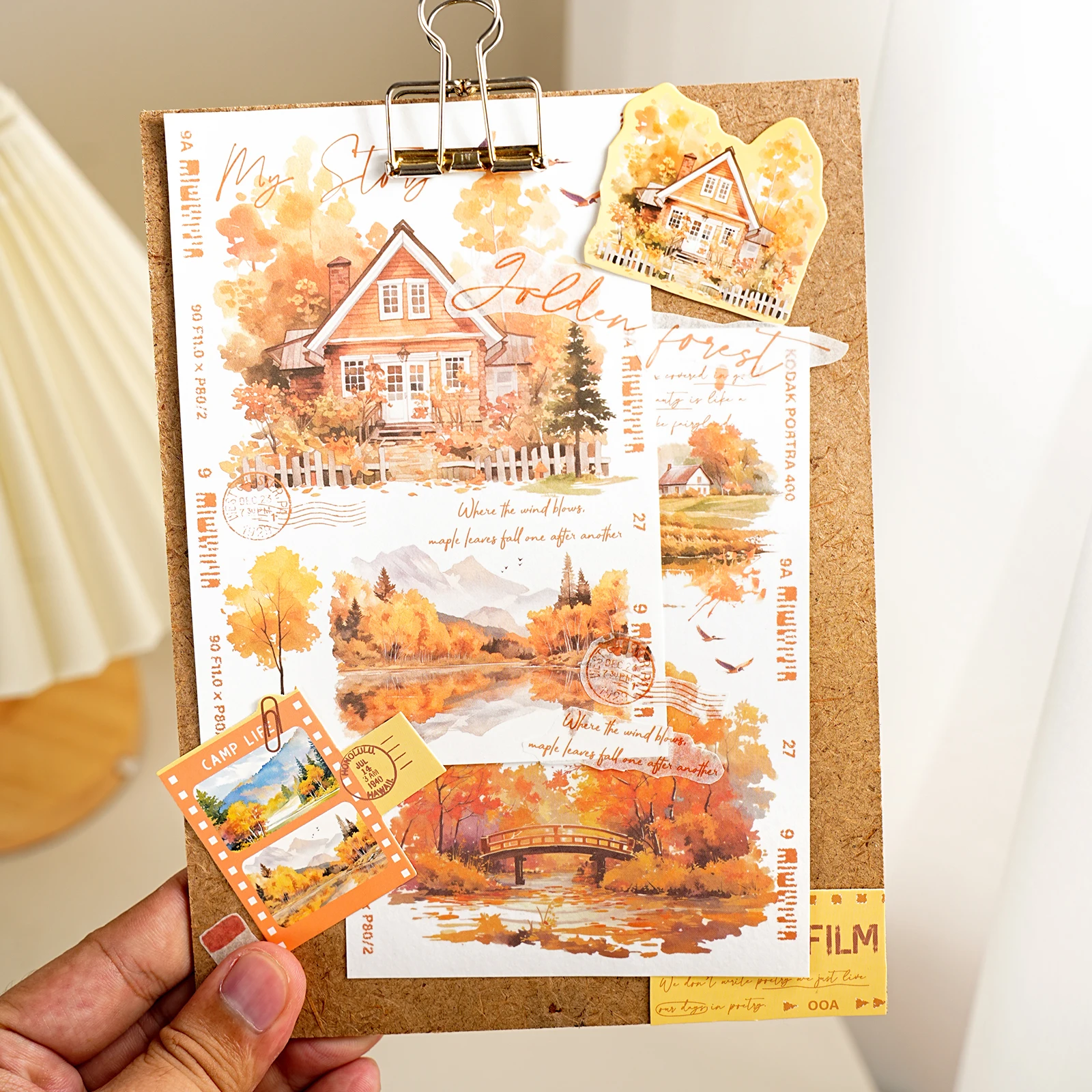 Etori Life سلسلة أفلام السفر الرجعية أربعة مواسم ملصقات المناظر الطبيعية في الهواء الطلق المواد المختلطة ورقة الاستخدام المزدوج DIY بها بنفسك كمبيوتر محمول ، ألبوم صور ، سجل القصاصات اليدوية ، كيس ورق الهدايا ، القرطاسية الطلاب ، ملصقات الأطفال ، الحرف اليدوية #4