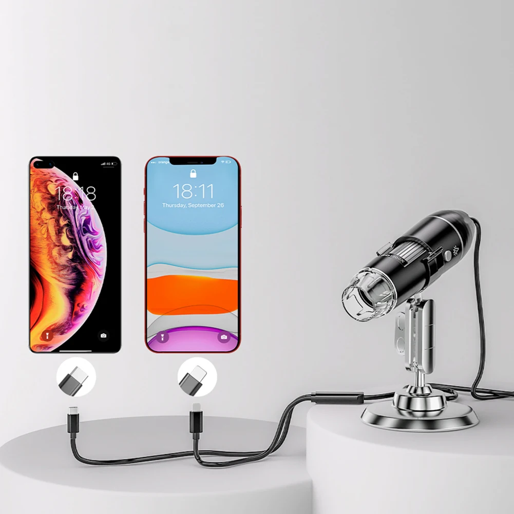 1600X Portable Electronic Microscope 8 LED Zoom Digital Microscope with Stand Optical Microscope for Jewelry Appraisal Video