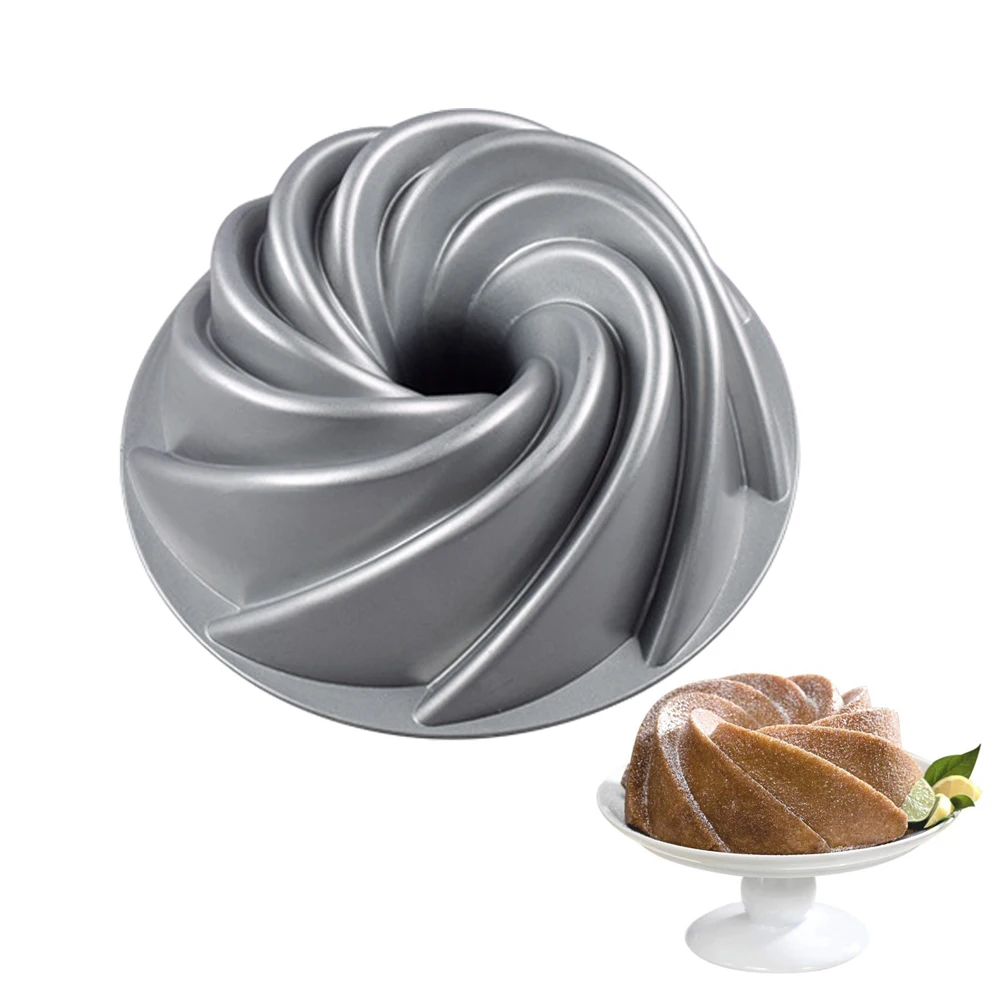 Cast Aluminum Non Stick Swirl Bundt Pan For Baking 10 Inch Spiral Bundt Cake Pan Pound Cake Tin Baking Molds 0890