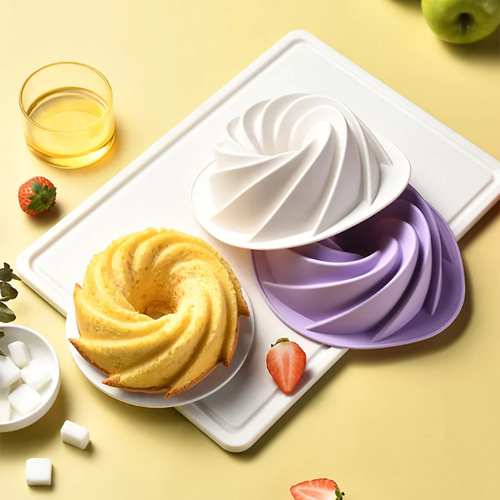 3pcs Silicone Cake Mold Spiral Whirlwind Cake Mold Easy Demold Non-stick Bread Baking Tool Baking Cake Mold Kitchen Gadget Set