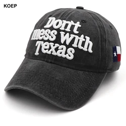 KOEP Cotton Washing With Water Don't Mess With Texas Baseball Cap Fishing Caps Men Outdoor 3D Embroidery