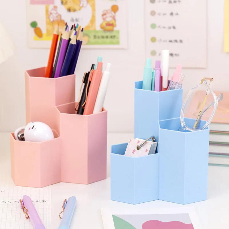 Storage Box Pen Holder Plastic Creative Pen Holder Three In One Pen Holder Multifunctional For Office Teacher Student