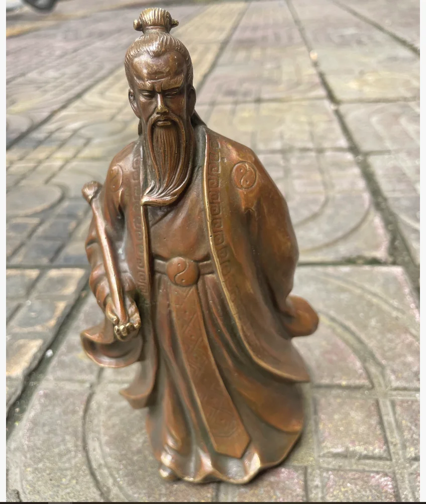 Taoist Patriarch Lord Laozi Taishanglaojun Copper Bronze Statue Home Office Decoration  ntique Imitation Crafts q