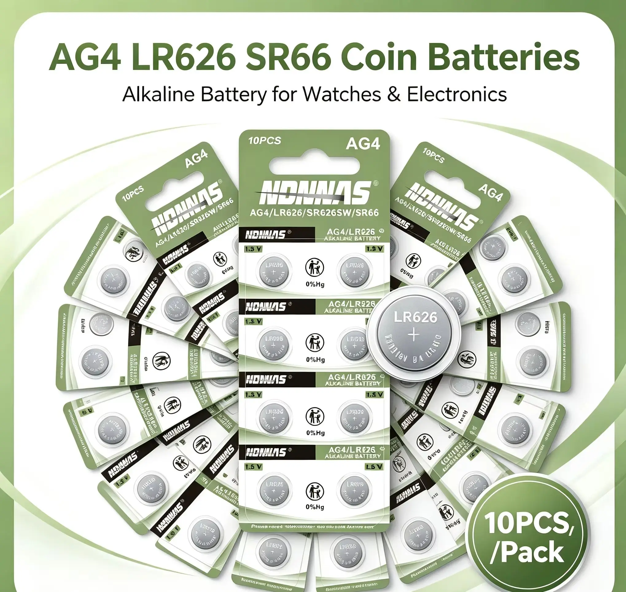 AG4 1.5V Alkaline Battery LR626 SR626SW Multi Compatible Stable Output for Quartz Watch Household Control Gadgets
