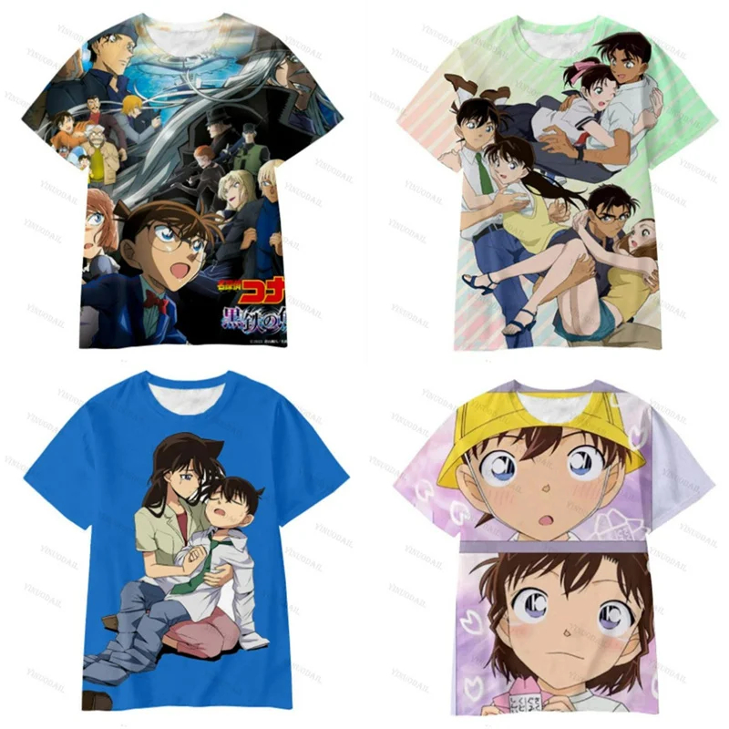 Detektyw Conan T-Shirt dla dzieci Anita Hailey T-Shirt dla chłopców Mouri run figurki Anime topy prezenty na święta Halloween