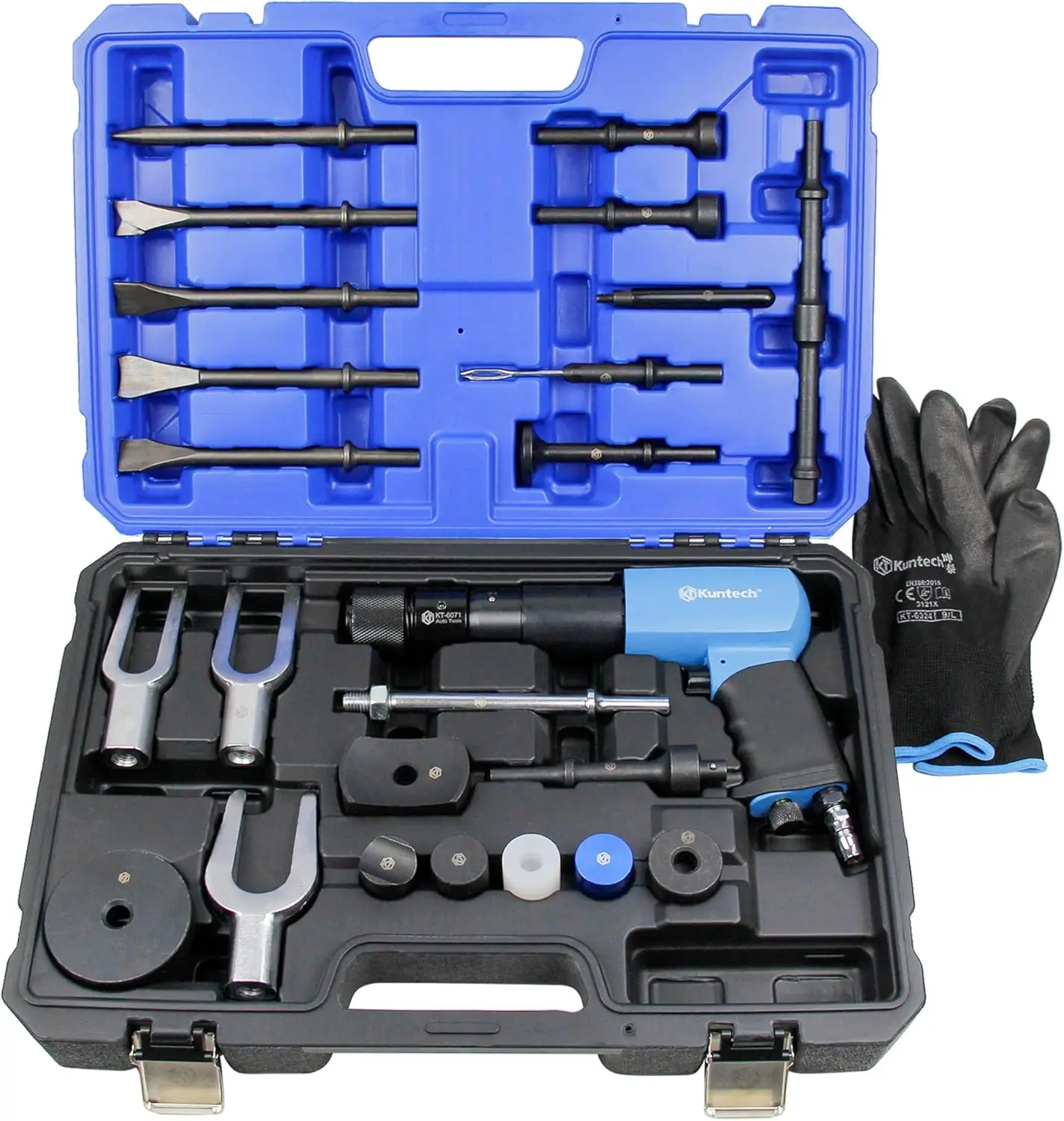 Hammer Kit Multi-functional 24 PCS, Pneumatic Hammer 2200 BPM, Air Hammer Piece Chisel Set with Carrying Case & Gloves