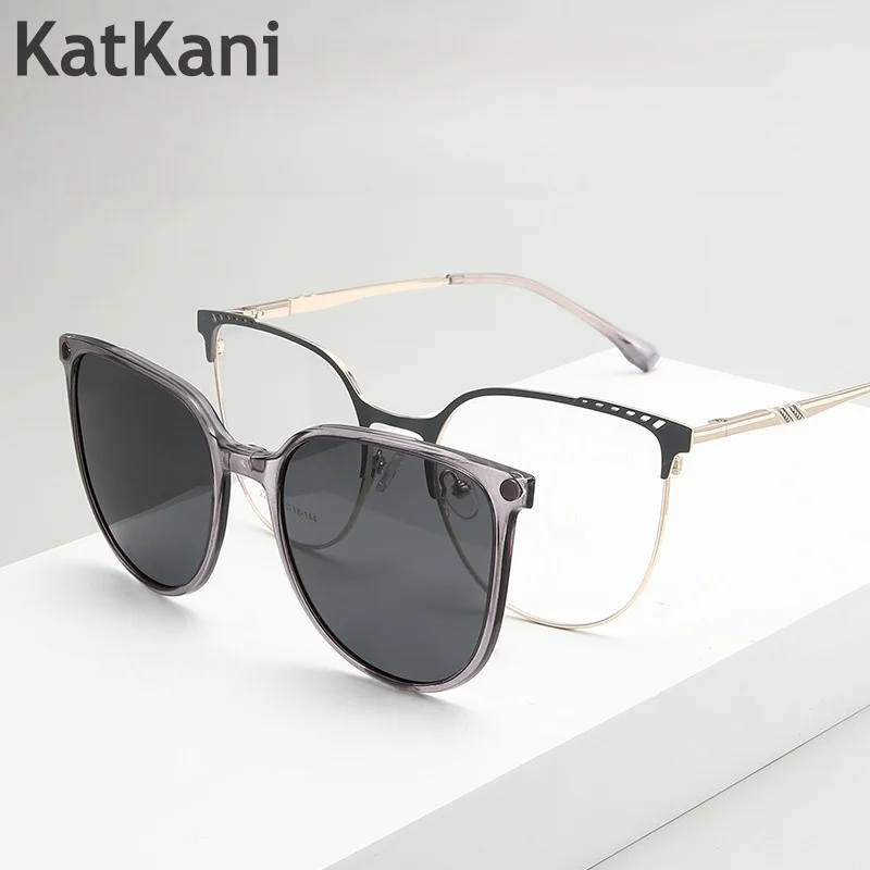 

KatKani New Fashionable Magnetic Cat Eyes Women's Eye Frame One Mirror Dual Use Set Optical Prescription Glasses 2258