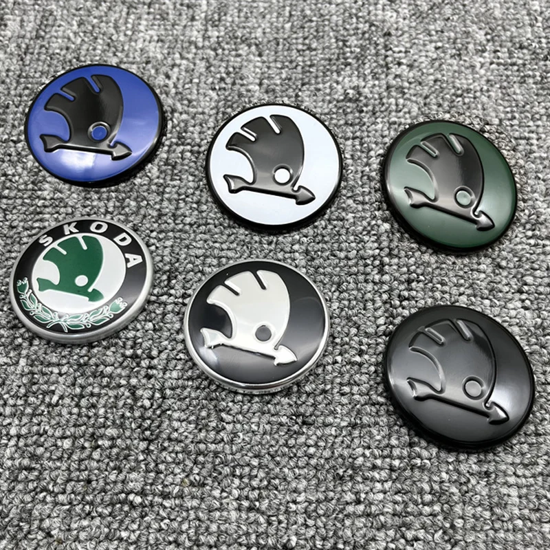 

1Pc Alloy 42.5mm Car Steering Wheel Center Logo Stickers for For Skoda Octavia Rapid Kodiaq Fabia Superb Karoq Kamiq Accessories