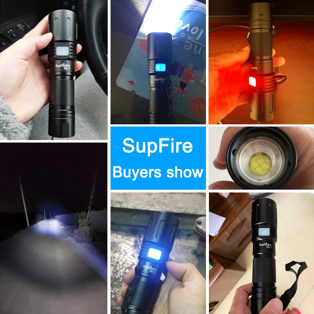 SUPERFIRE X60-T Powerful Rechargeable LED Flashlight 26650 Ultra Bright Torch waterproof Zoomable Camping Fishing Lantern