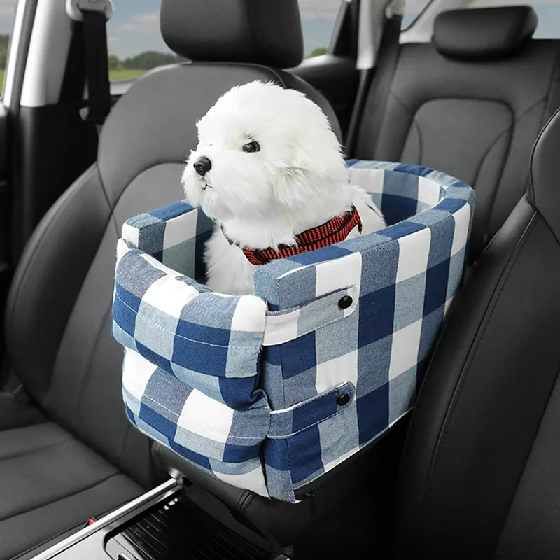 Portable Pet Dog Car Seat Central Control Nonslip Dog Carriers Safe Car Armrest Box Booster Kennel Bed For Small Dog Cat Travel