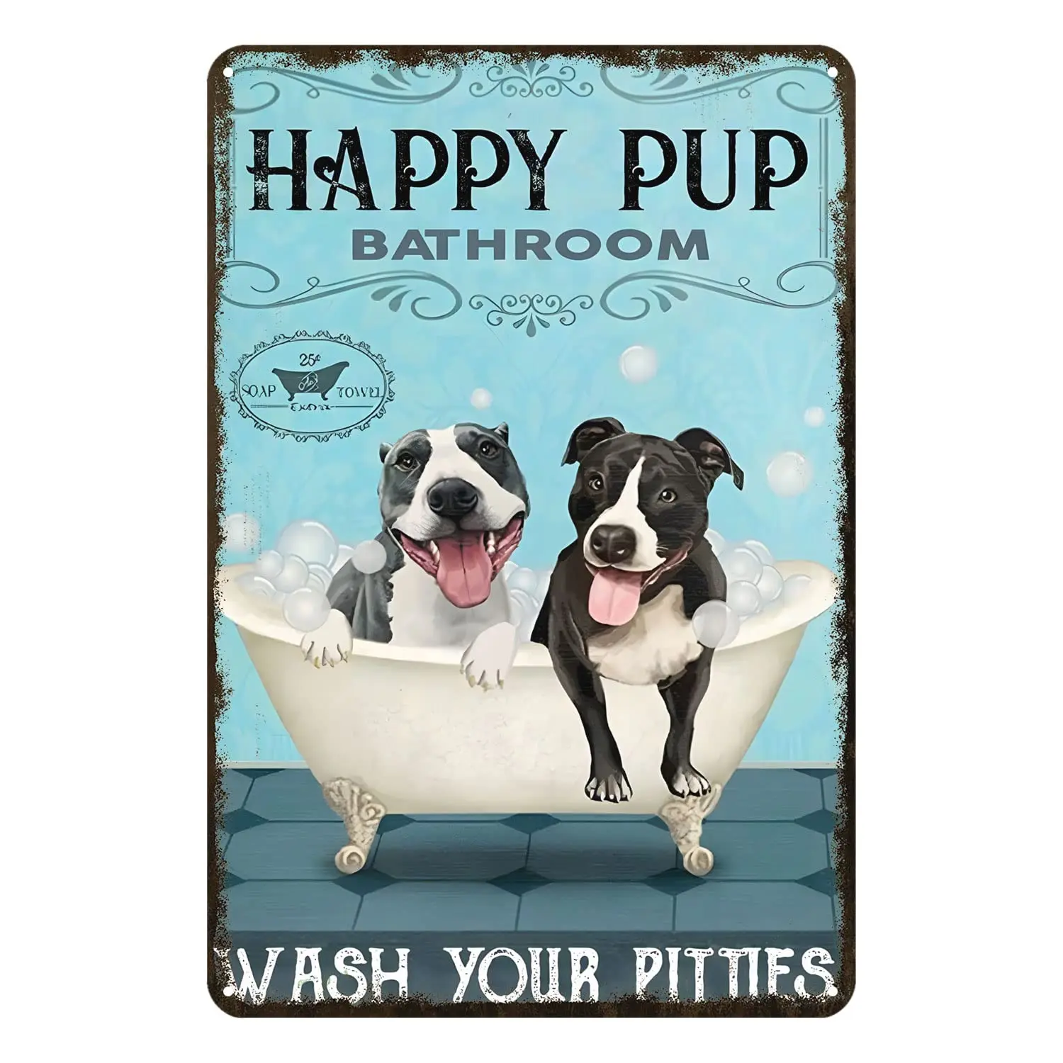 

Gnelde Funny Metal Sign Pitbull Dog Retro Decor Home Kitchen Bar Cafe Bathroom Club Cave Wall Decor Dog Tin Sign 12 X 8 Inch
