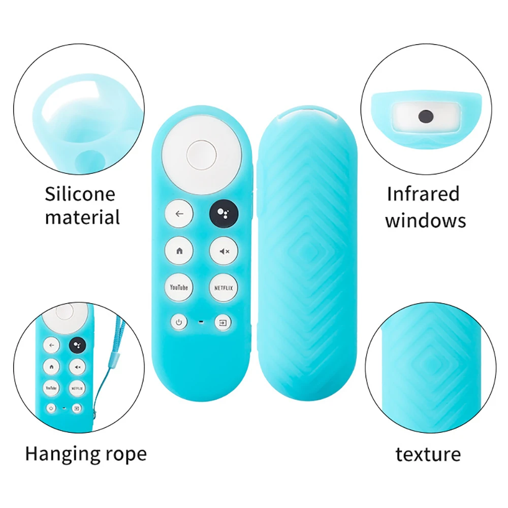 Silicone Protective Case for Google TV Remote Control Non-slip Soft Durable Shockpro Protective Cover Shell Glow in the Dark