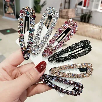 Pinzas para el pelo BB elegantes con diamantes de imitación brillantes, pasadores de cristal para mujeres y niñas, accesorios para el cabello, horquilla, tocado, nuevo, Popular