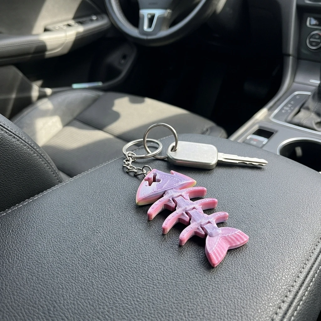 Stress Relief Fish Bone Keychain Articulated for Backpacks 3D Printed Gradient Pendant PLA Gift Accessories