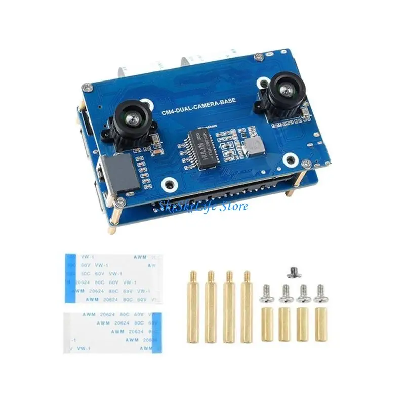 

E65E Binocular Camera Base Board for RPi Compute Module 4 Projects Replacement