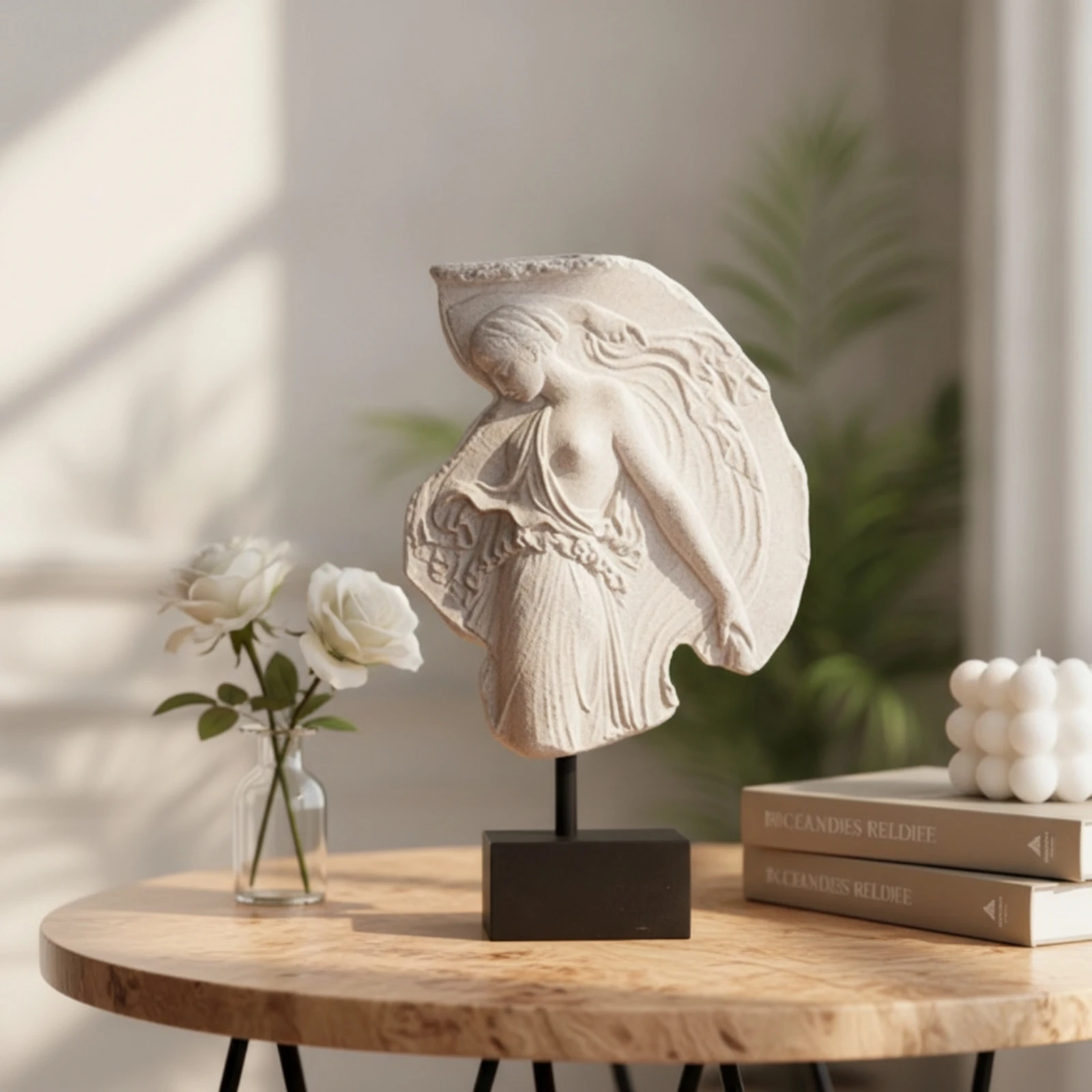 Female Relief Sculpture Stone-Like Woman Statue Female Statue Resin Woman Figurine Modern for Interior Designers, Shelf, Mantel