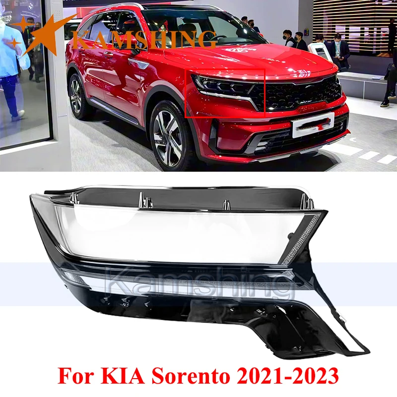 

CAPQX Front Bumper Headlight Cover For KIA Sorento 2021-2023 Transparent Lampshade Headlamp Lens Head Light Glass
