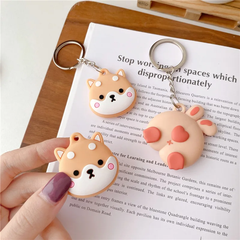 For AirTag Case Locator Keychain Cute Funny Dog Bunny Cartoon Silicone Keyring For  Women Girl Couple Cute AirTag Key Chains