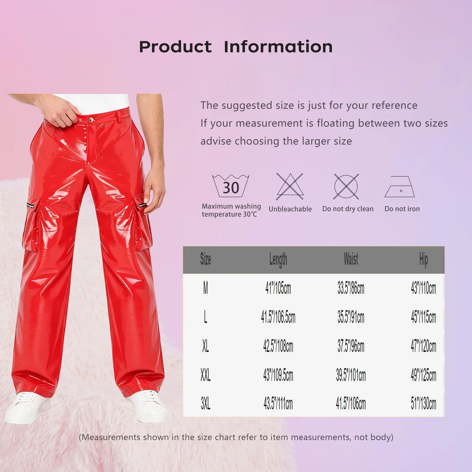 Men Glossy PU Leather Cargo Pants Trousers Jazz Dance Stage Performance Rave Y2k Streetwear Multi-pocket Straight-leg Punk Pants view 5