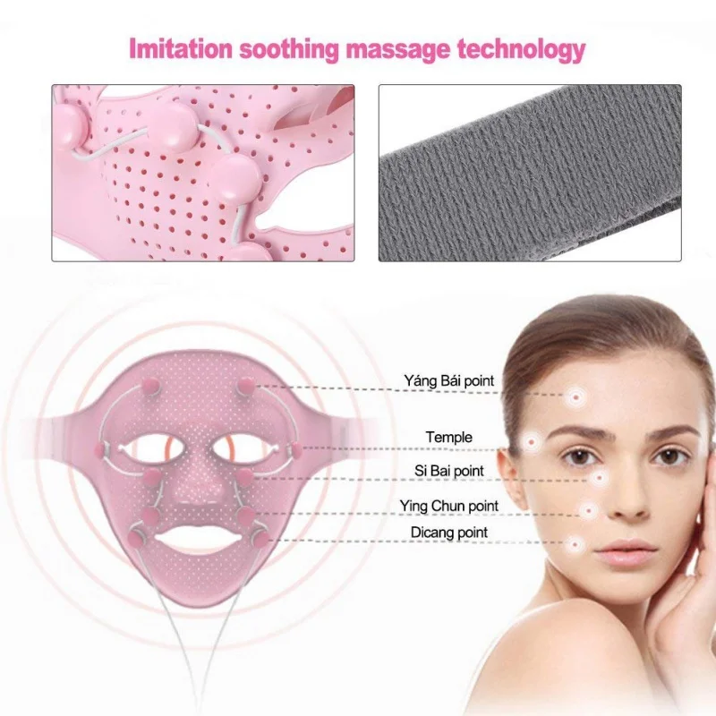 Beauty Massager Apparaat Gezichtsverzorging Siliconen 3d Trillingen Gezicht Lifting Anti-Rimpel Stevige Huidpunten Massage Masker Machine