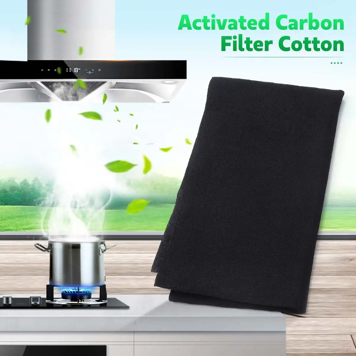 47x114cm Cooker Hood Extractor Black Activated Carbon Filter Cotton for Smoke Exhaust Ventilator Home Kitchen Range Hood Parts