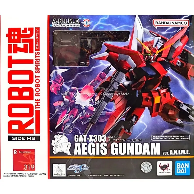 Bandai หุ่นยนต์วิญญาณ319 GAT-X303 Aegis Gundam โมเดลของเล่นตุ๊กตาขยับแขนขาได้ของสะสม