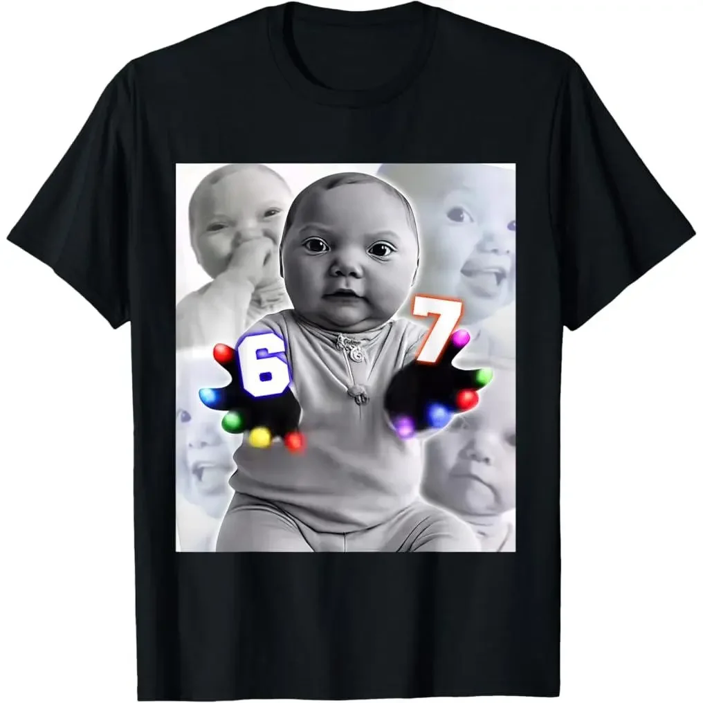 100% Premium Cotton T-Shirt Gloving Niche Baby 67 Six Seven Hand Funny Ai Baby Meme T-Shirt