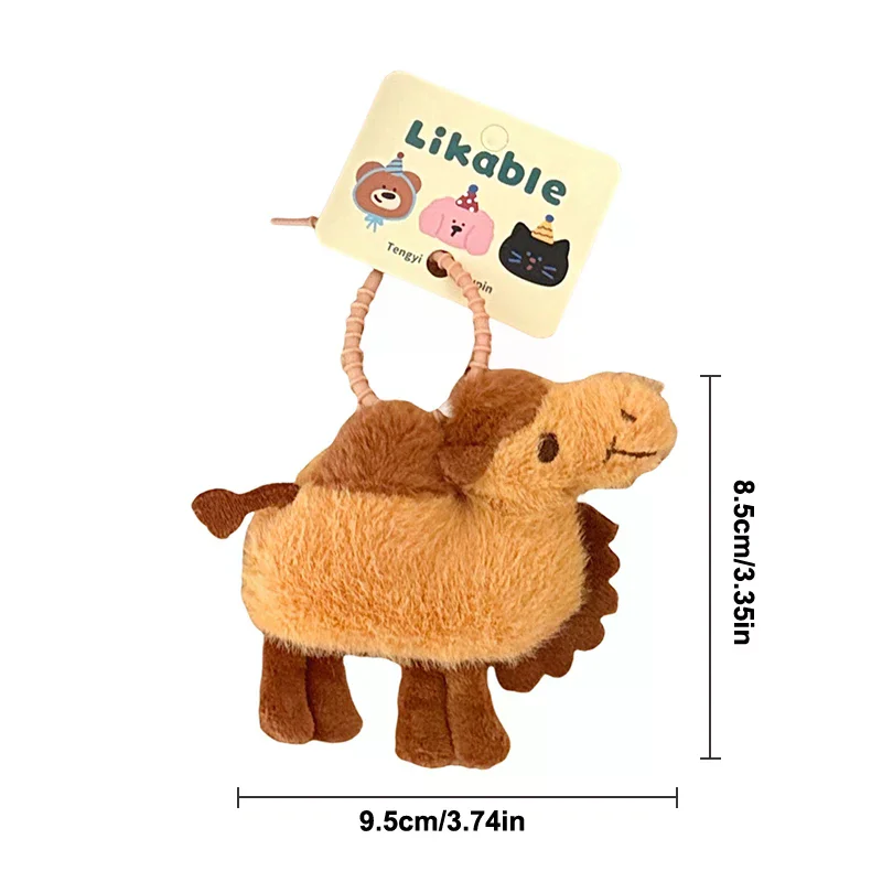 سلسلة مفاتيح على شكل حيوان محشو لطيف، زينة للحقائب، إكسسوار لحقيبة المدرسة، سلسلة مفاتيح للأزواج، دمية جمل كرتونية محشوة