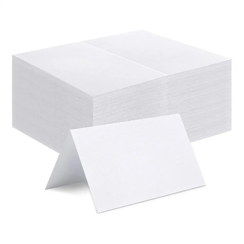 50Pcs White Blanks Place Cards，for Table Seting，DIY Craft Name Cards，Pre-lined Wedding Table Seating Cards，Guest Name Cards