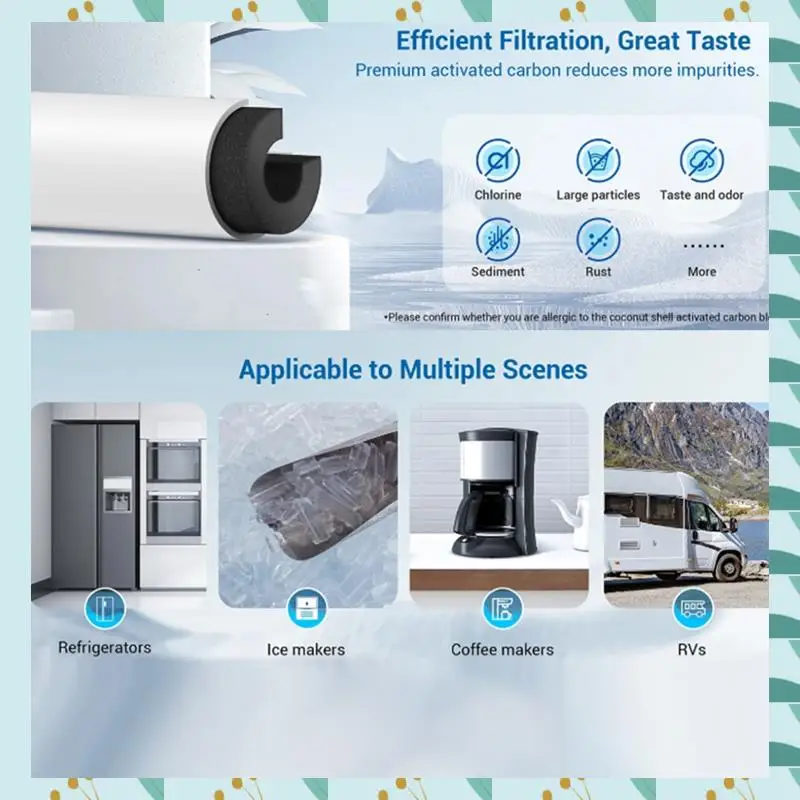 

A71P DA29-10105J Встроенный фильтр для воды Универсальный фильтр для холодильника Стержневой фильтр из скорлупы кокоса 4P