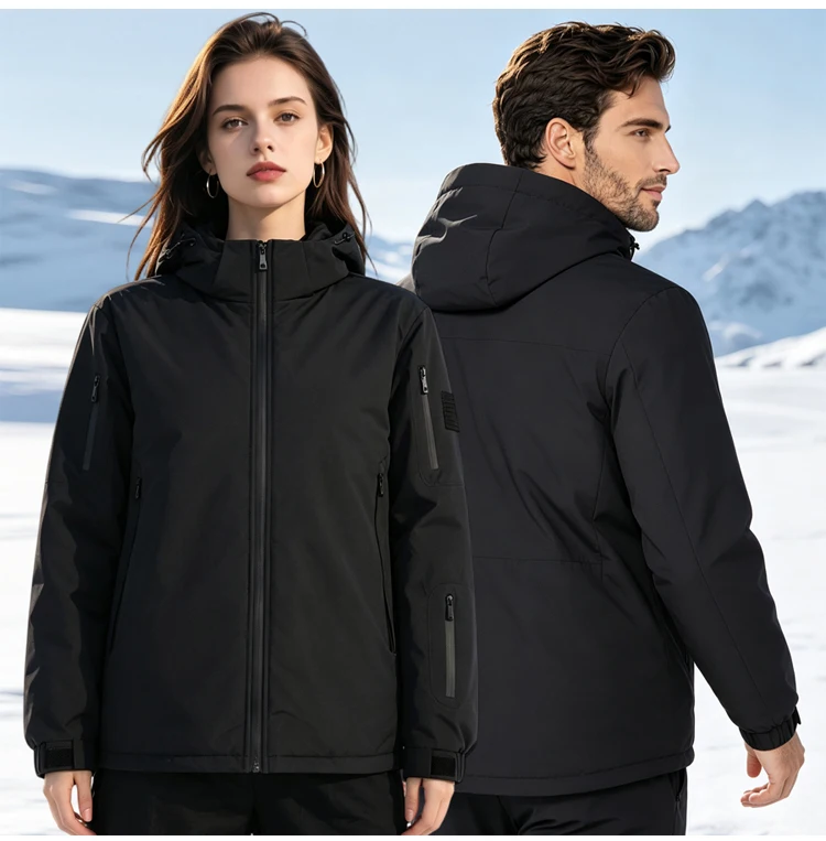 Unisex-Heizjacke, USB-aufladbar, 8 Heizzonen, elektrisch beheizter, warmer Kapuzenmantel, winddicht, wasserdicht, für den Winter, Outdoor, beheizt – Detail 5
