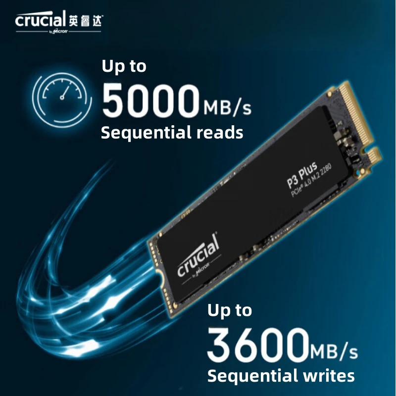 Crucial P3 Plus 1TB PCIe Gen4 3D NAND NVMe M.2 SSD, up to 5000MB/s - CT1000P3PSSD8