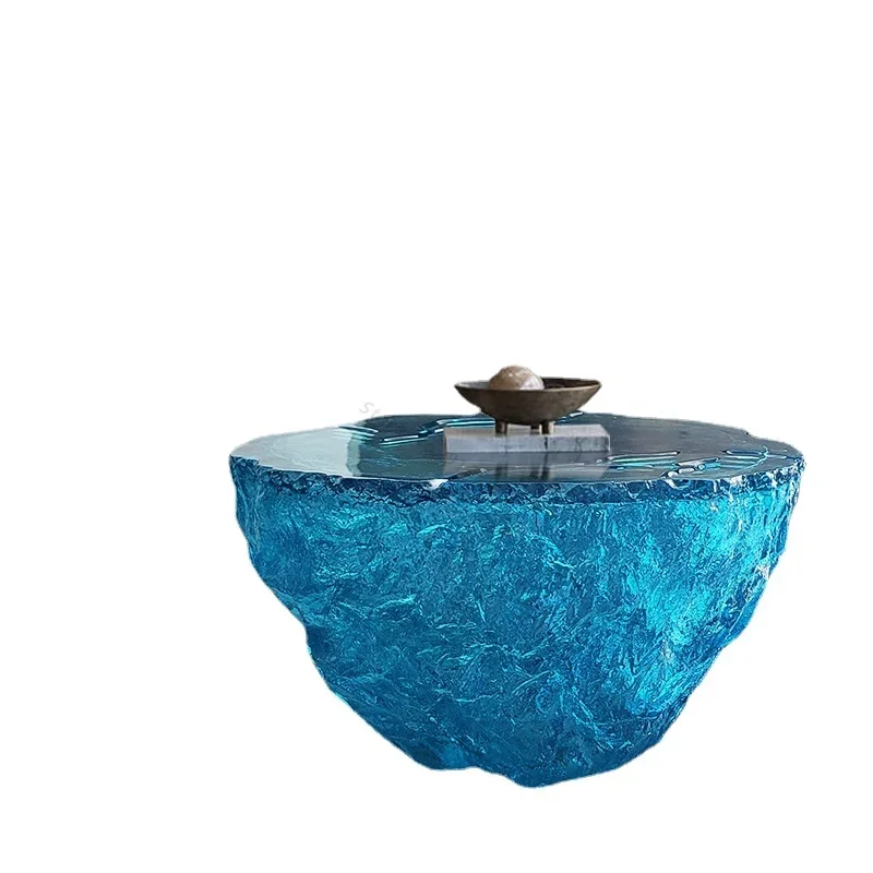 

Customized modern home living room decoration epoxy transparent resin blue ocean coffee table table villa hotel floor decoration