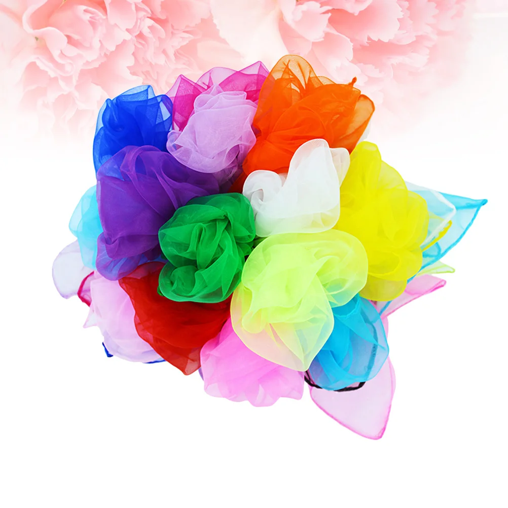 6 stuks dansvoorstelling sjaals lichtgewicht zijde imitatie vierkante jongleren sjaals voor kleuterschool trucs muzikaal spelen