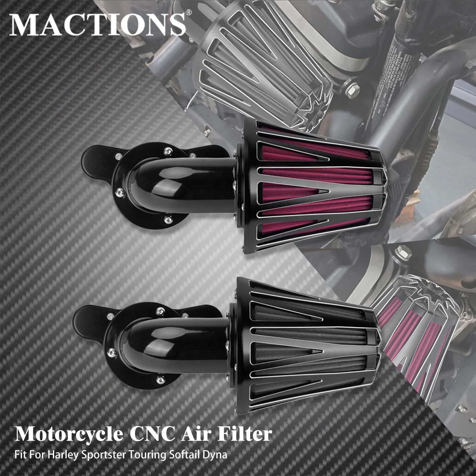

Motorcycle 1 SET Grey/Red CNC Intake Air Filter Cleaner For Harley Touring Road King Softail Sportster Dyna XL Breakout Fat Boy