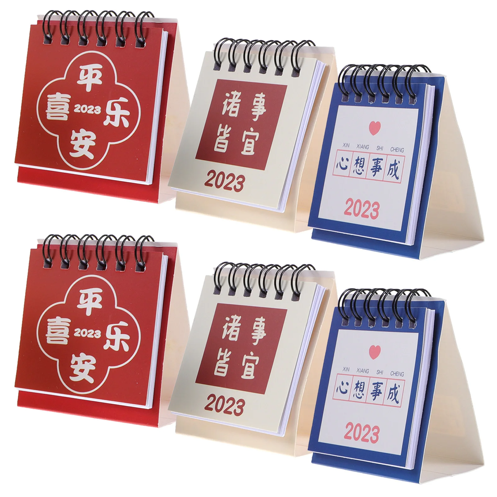 

6Pcs Chinese Style Mini Calendar Sturdy Desktop Accessory for Home Office Use Month Calendar Home Accessories