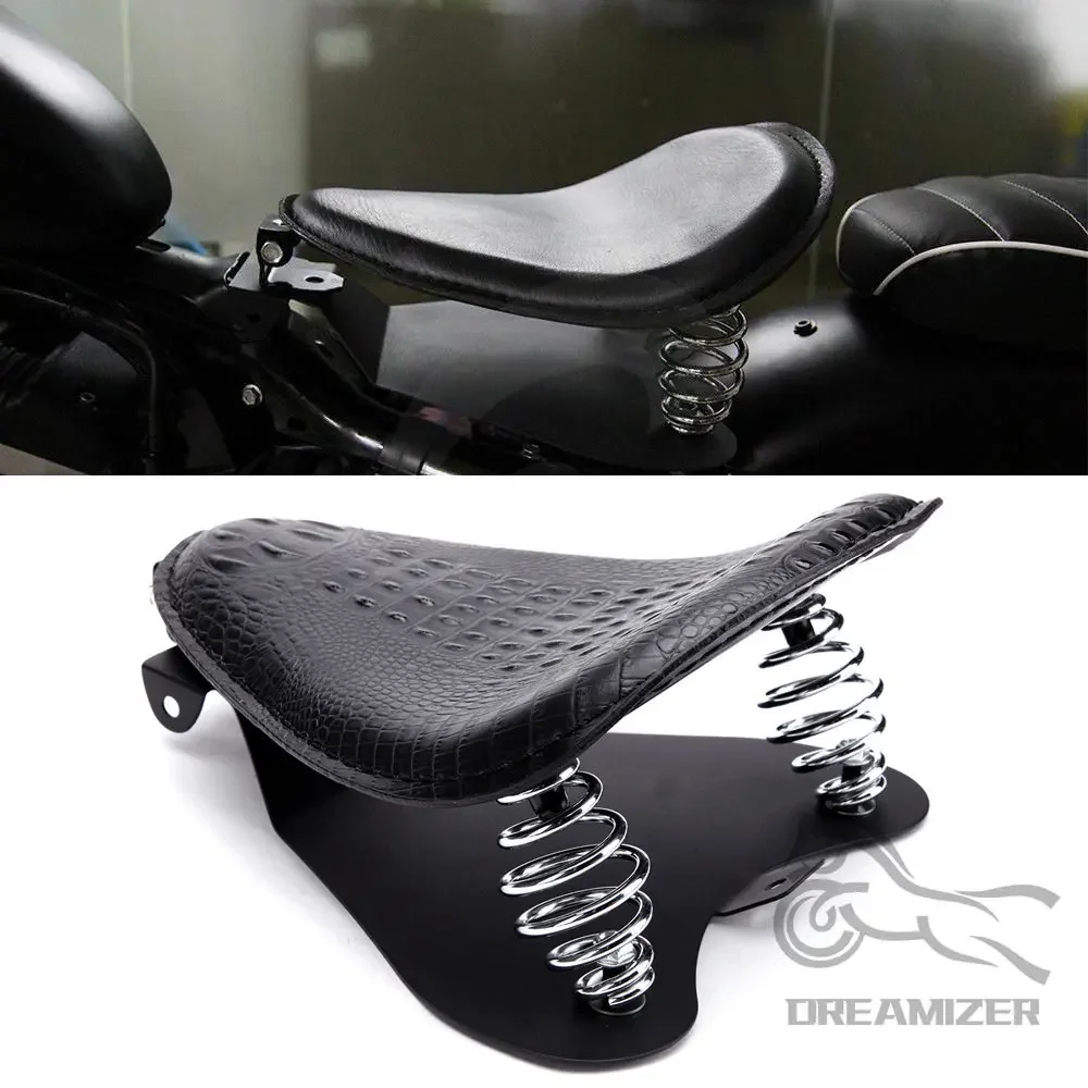 Motocykl Retro brązowy/czarny wzór aligatora Solo Seat dla Honda Shadow 700 Magna dla Harley Sportster Bobber Chopper Rocker