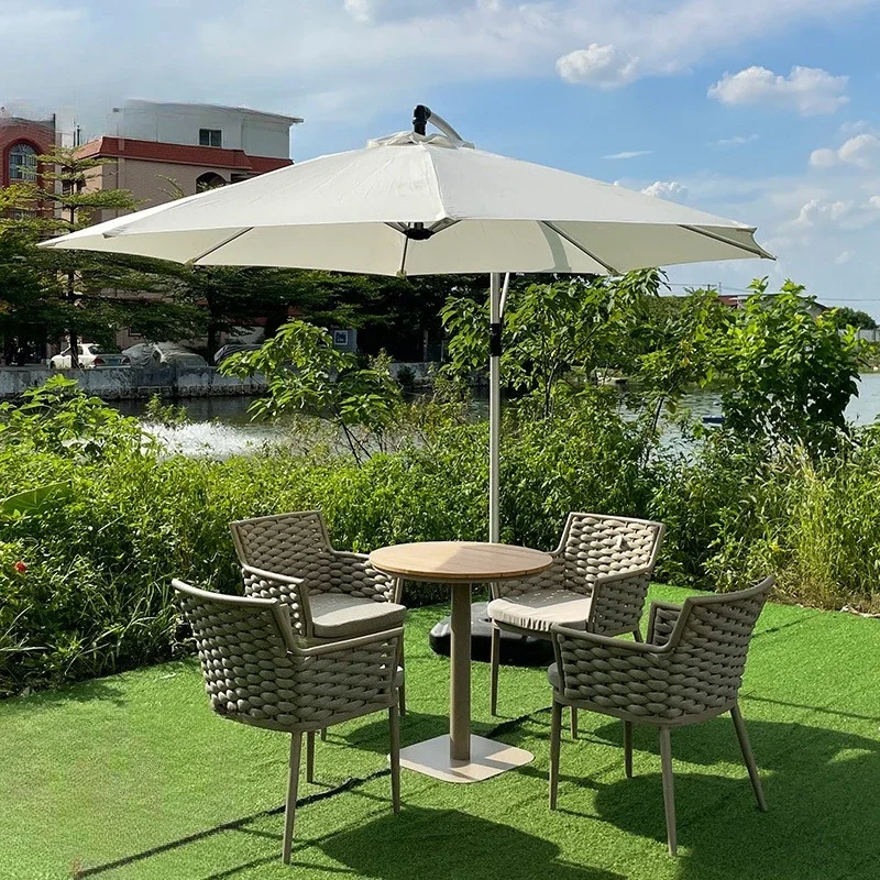 Customizable Nordic outdoor rattan leisure homestay courtyard single sofa coffee table furniture