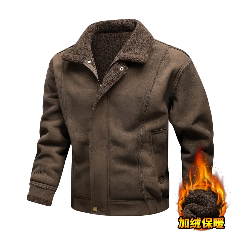 

Men Thickened and Warm New Jacket Fashionable Trendy Young Handsome Versatile Coats Men's High Street Motorcycle Flying Jacket