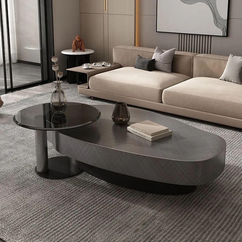 Irregular Low Coffee Tables Metal Black Glass Hotel Modern Nordic Coffee Table Minimalist Floor Beistelltisch Furniture For Home