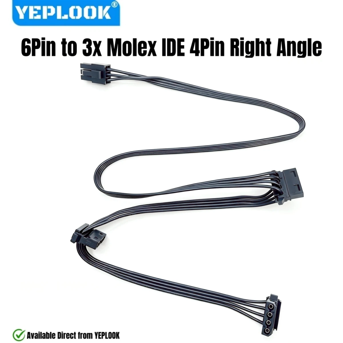 

YEPLOOK Molex Cable, 6Pin to 3 Molex IDE 4Pin Right Angle Power Cable for Corsair HX1200, HX1000, HX8500, HX750 PLATINUM Modular