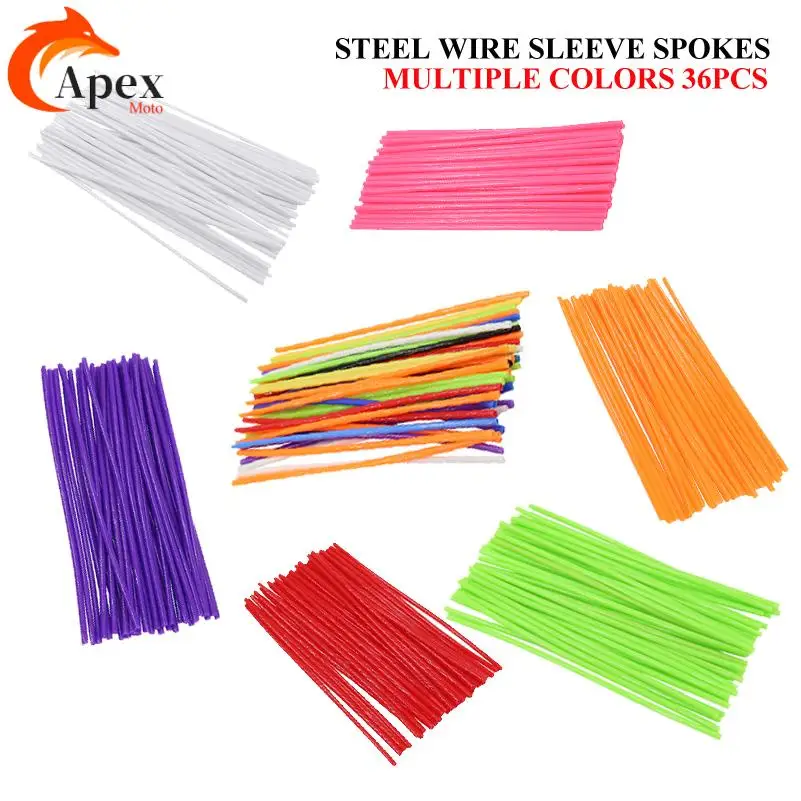 36PCS 24cm Universal Dirt Bike Spoke Covers Motorcycle Wheel Rim Spoke Wrap Kit Skins Protector Cover For Motocross Bicycle Bike