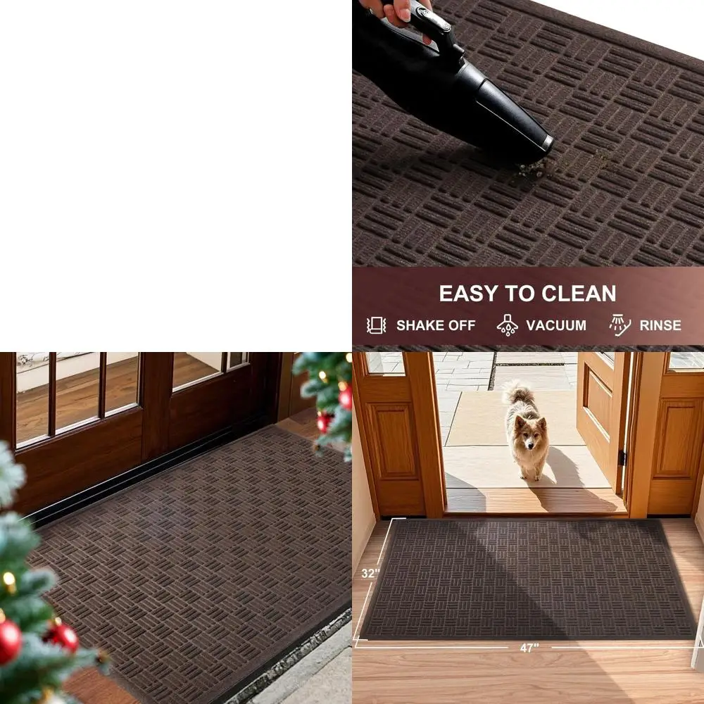 

Всесезонный прочный резиновый коврик для двери, нескользящий, легко чистится, 47 x 31.5, цвет кофе