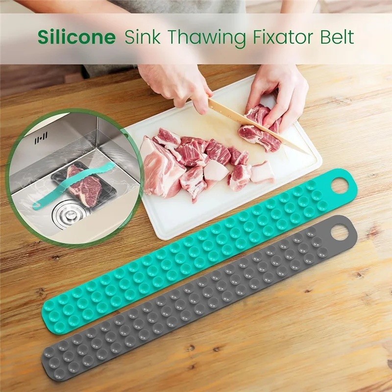 【صفقة فلاش!】2 قطعة حزام ذوبان، حزام تثبيت حوض السيليكون، حزام إزالة الجليد أطول أسرع للحوم والخضروات المجمدة
