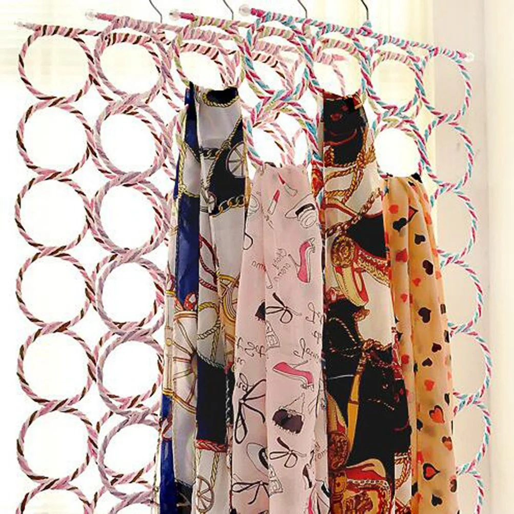 

1Pcs Plastic Tie Rack 28-Circle Multi-Purpose Scarf Hanger Closet Organizer Space Saving Anti-Slip Wardrobe Storage