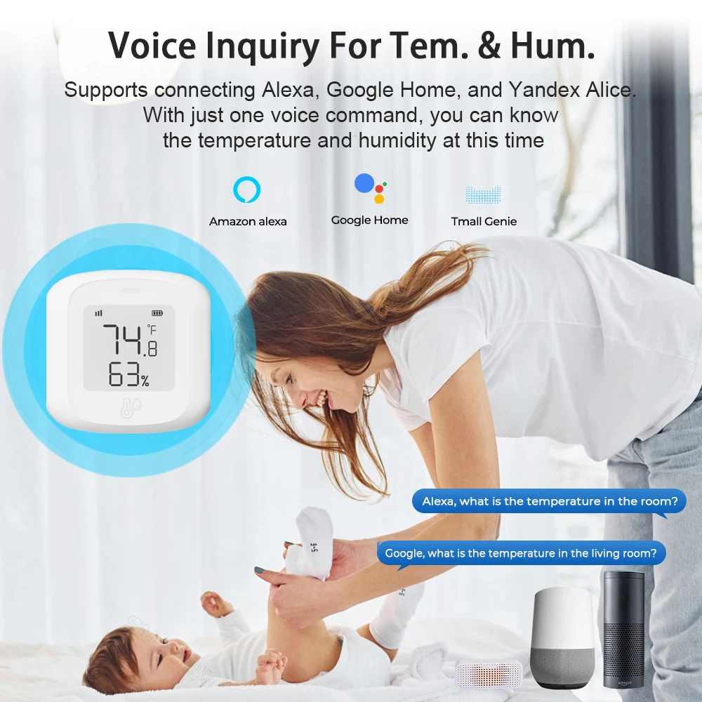 Tuya WiFi/Zigbee sensore di temperatura e umidità intelligente Monitor termometro per schermo LCD per interni funziona con Alexa Google Assistant
