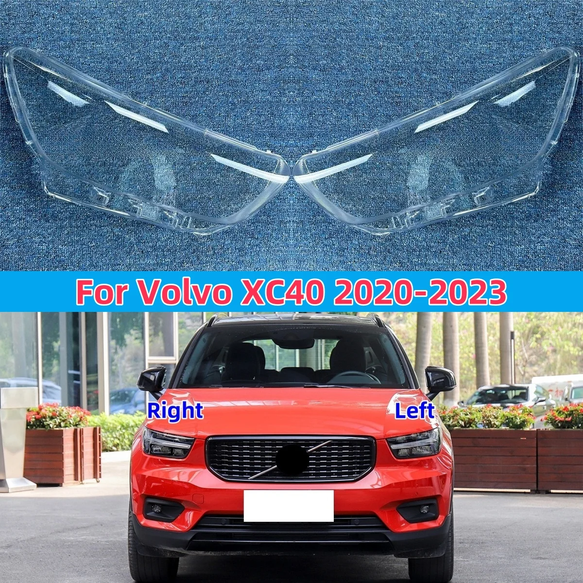 

Для Volvo XC40 2020 2021 2022 2023, автомобильные аксессуары, прозрачный абажур, крышка фары, линза из плексигласа