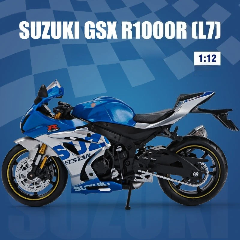 

1:12 Suzuki GSX R1000R модель мотоцикла из сплава, литой автомобиль, игрушки для мальчиков, подарок на день рождения, детские игрушки, коллекция автомобилей